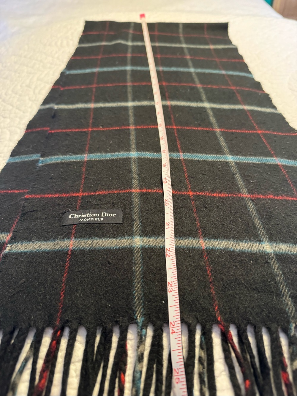 Christian Dior Vintage Black Plaid Monsieur Wool Scarf - Picture 6 of 7